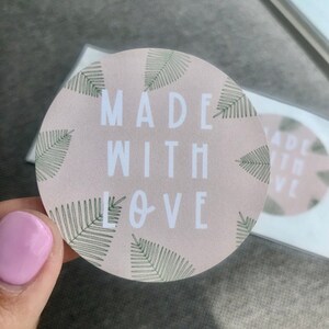 Made with Love Sticker, Tropical Packaging Sticker, Modern Mail Sticker, Party Favors
