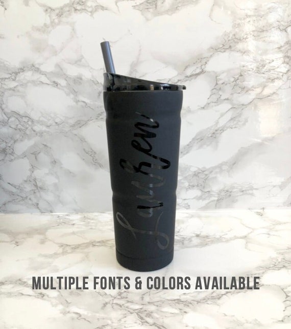 Personalized Tumbler Color BLACK Custom Cup With Straw & Lid Personalized  Gift Matte Stainless Steel Bubba Brand 24 Fl Oz 