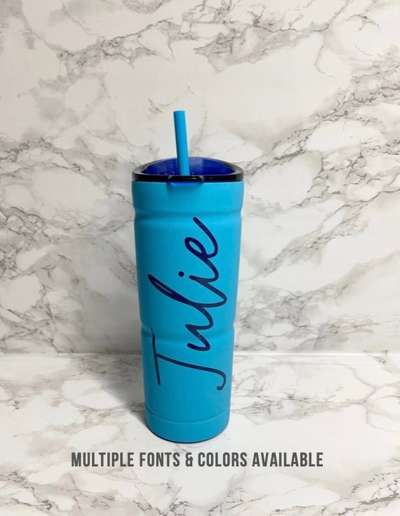 Personalized Tumbler Color LIGHT BLUE Custom Cup With Straw & Lid  Personalized Gift Matte Stainless Steel Bubba Brand 24 Fl Oz 