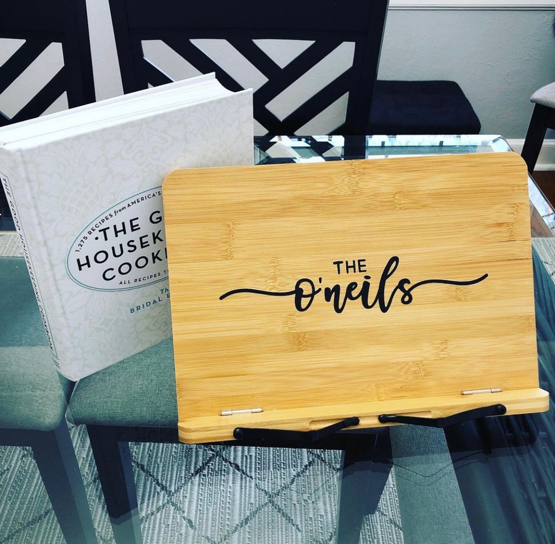 Personalized Cookbook Stand Custom Recipe Holder Etsy
