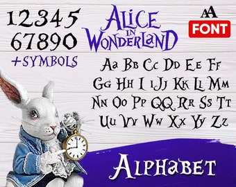 alice in wonderland font svg, alice alphabet, alice letters, alice numbers, decal, stencil, svg, png, dxf, abc, 0-9