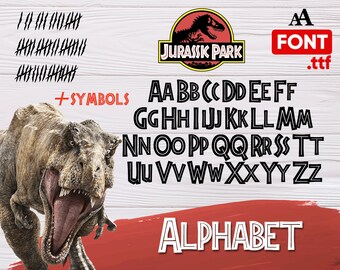 jurassic park font svg, jurassic park alphabet svg, jurassic park letters svg, jurassic park numbers svg, decal, vinyl, stencil
