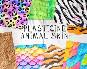 25 Plasticine Animal Print Seamless Pattern Background | Leopard Print Digital Seamless Textures | Photoshop Patterns Plasticine Zebra Print