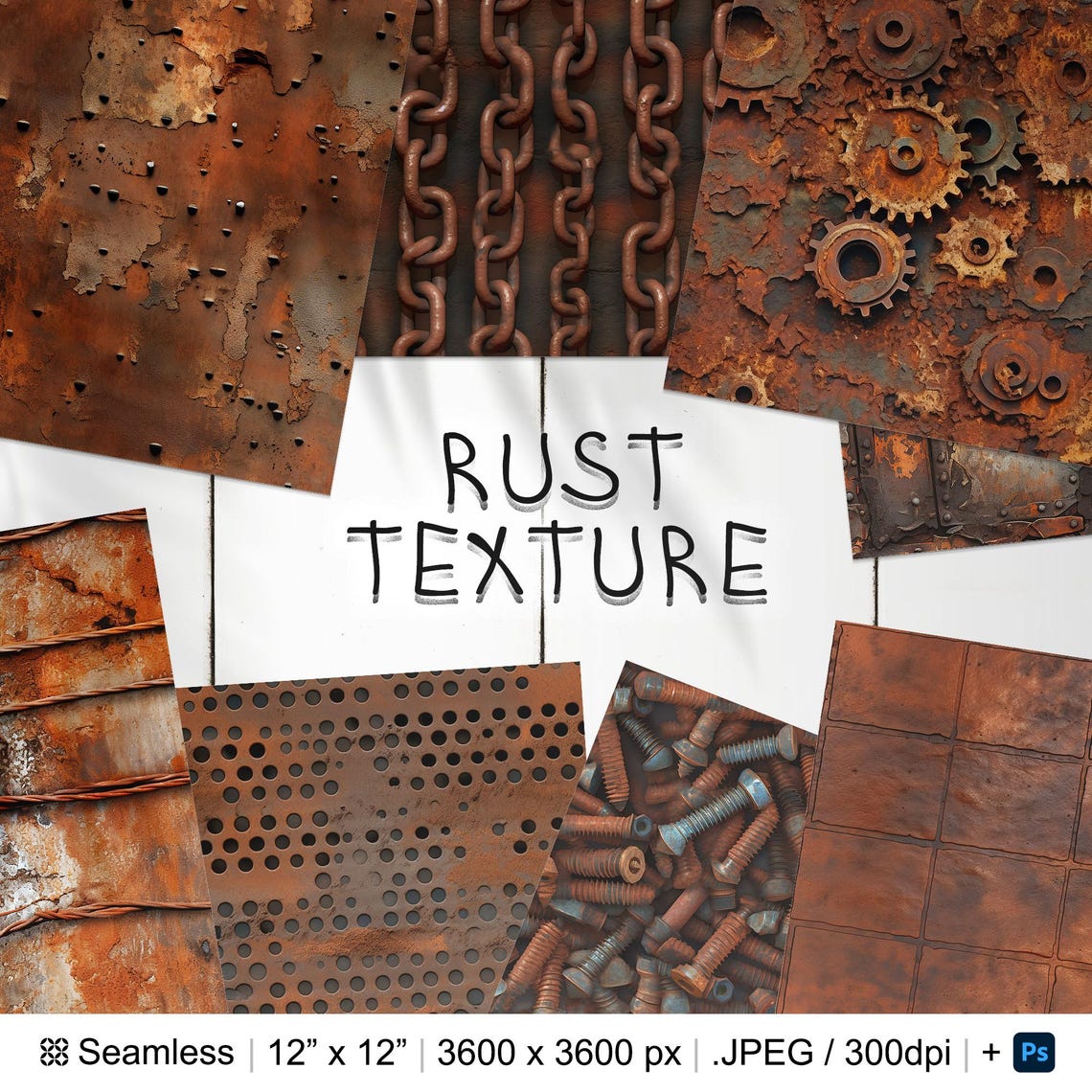 133 Rust Seamless Pattern | Digital Seamless Pattern Metal Rust | 3d ...