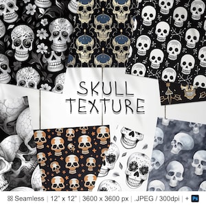 152 Skull Seamless Pattern | Digital Seamless Pattern Gothic Skull | 3d Pirate Skulls Digital Paper | Photoshop Floral Skull Patterns