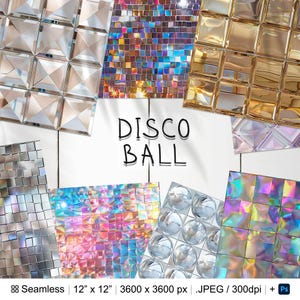 160 Disco Ball Nahtloses Muster | Digitales Nahtloses Muster Funkeln | Disco Ball Digitales Papier| Photoshop Muster | Disco-Kugel-Textur