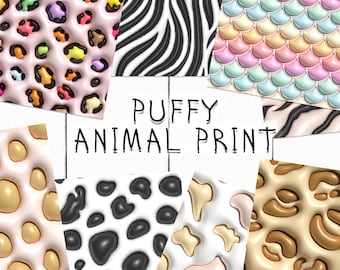 10 Puffy Animal Print Seamless Pattern Background | 3D Inflated Digital Seamless Patterns | Animal Print Digital Paper | Photoshop Patterns
