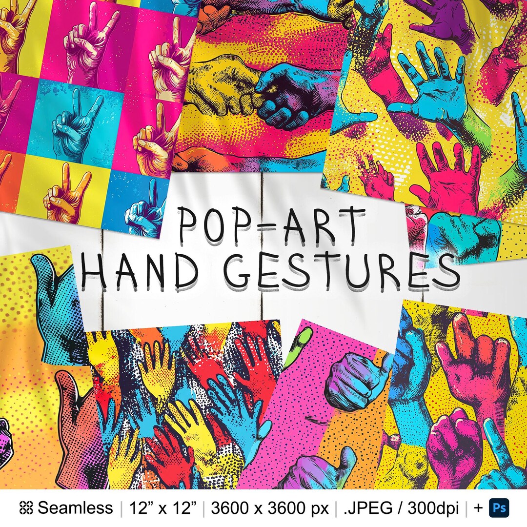 Handpop Pattern 20 Pop-art Hand Gestures Seamless Pattern Background | Popart Hands ...