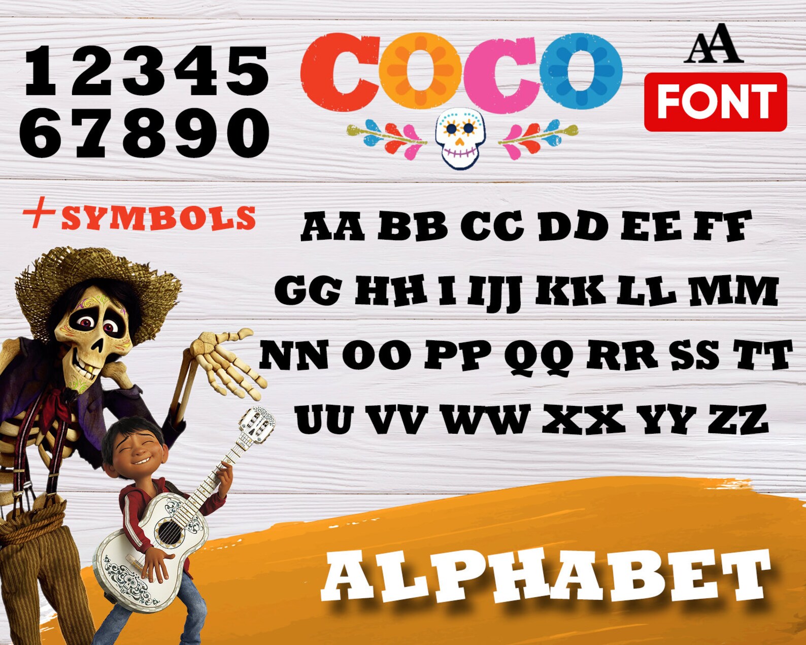 Coco font svg coco alphabet coco letters svg coco number | Etsy