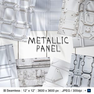 237 Metallic Panel Seamless Pattern | Digital Seamless Metallic Tiles | 3d Metallic Panel Digital Paper | Photoshop  Patterns Metal Effects