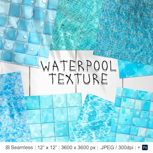 77 Modello senza cuciture per piscina d'acqua / Modello senza cuciture digitale per piscina / Carta digitale per piscina 3D / Modelli per piscina Photoshop / Modello per bacino