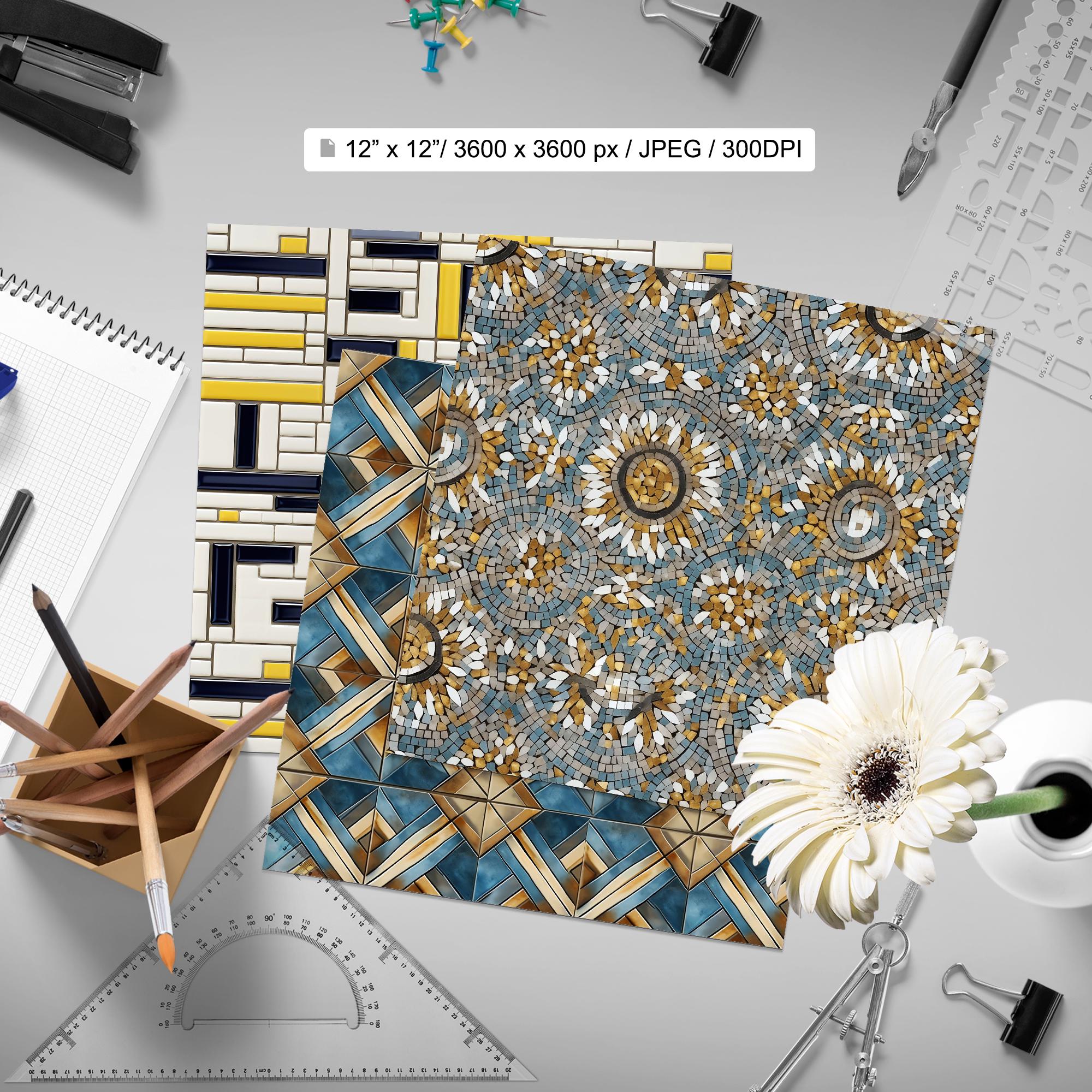 245 Mosaic Seamless Pattern | Digital Seamless Pattern Fresco | 3d ...