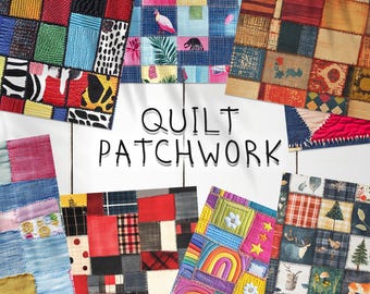 50 Quilt Patchwork Seamless Pattern Background | Textura digital sem costura de tecido | Papel digital Patchwork | Padrão de patchwork do Photoshop