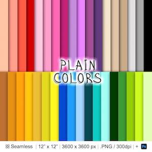 200 Padrões Sem Costura de Cores Lisas | Papel Digital Colorido Sólido | Fundo Imprimível de Cores Sólidas | Papel Digital Simples 12x12 300DPI PNG