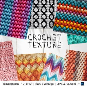 120 Crochet Seamless Pattern Background | Digital Seamless Pattern Fabric Embroidery | 3d Crochet Digital Paper | Photoshop Crochet Patterns