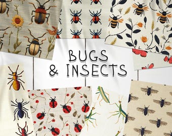 30 Bugs & Insects Embroidery Seamless Pattern Background | Butterflies Digital Seamless Pattern | Ladybugs Digital Paper | Photoshop Pattern