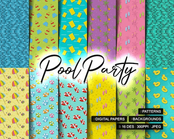 16 Pool Party Digital Paper Pool Party Digital Patterns - Etsy