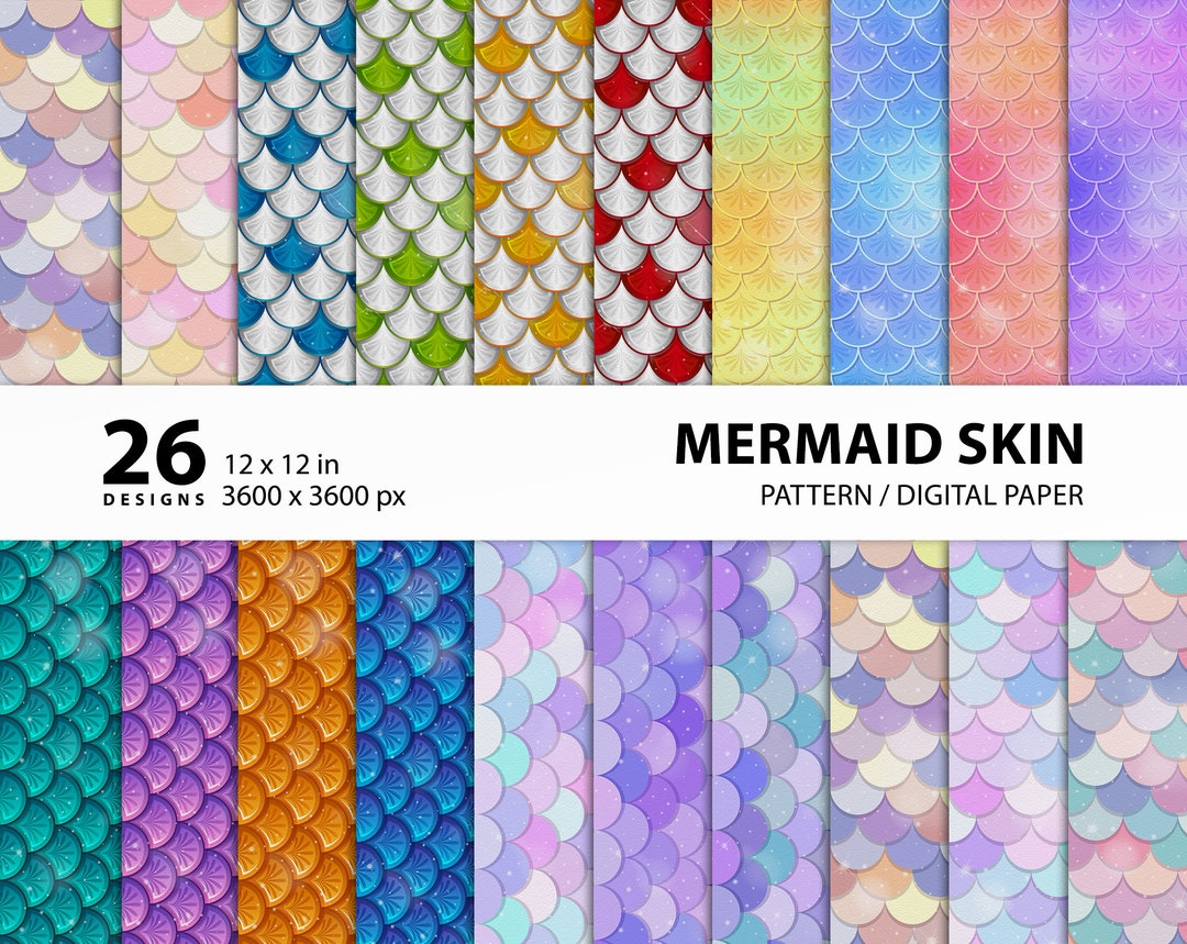 26 Mermaid Skin Digital Paper Pack Mermaid Pattern Animal - Etsy
