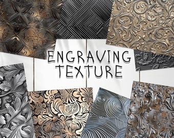 166 Engraving Seamless Pattern | Digital Seamless Pattern Metallic Engraving | 3d Digital Paper | Photoshop Metal Relief Engraving Patterns