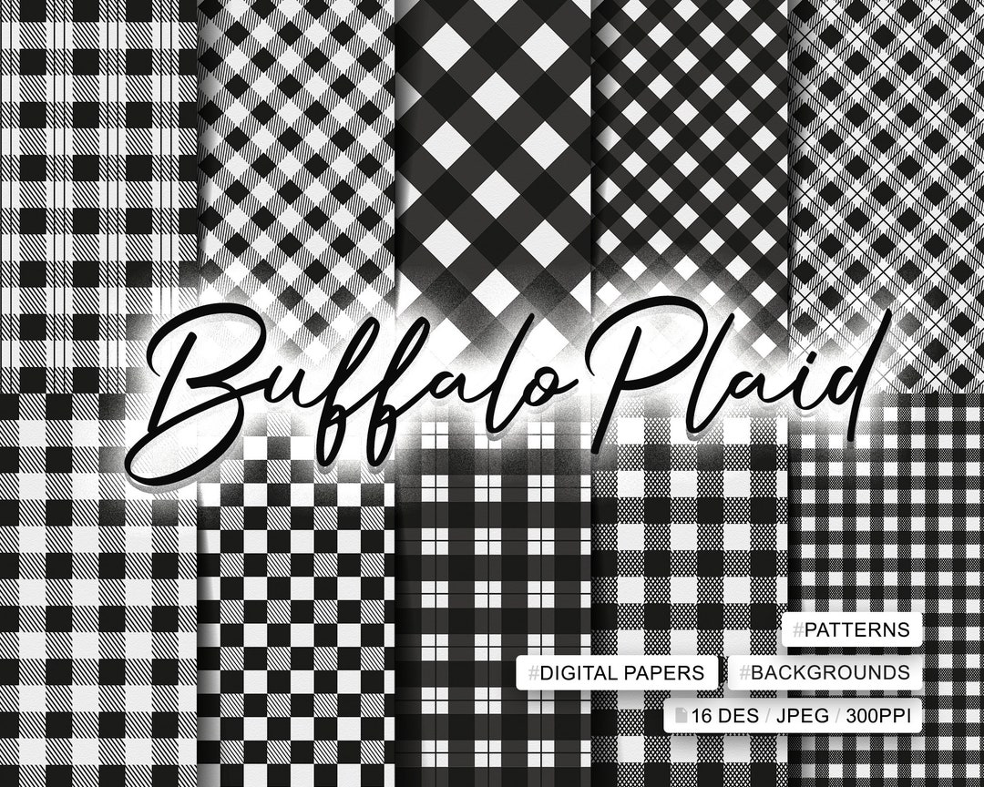 16 Black and White Buffalo Plaid Patterns Black and White Etsy
