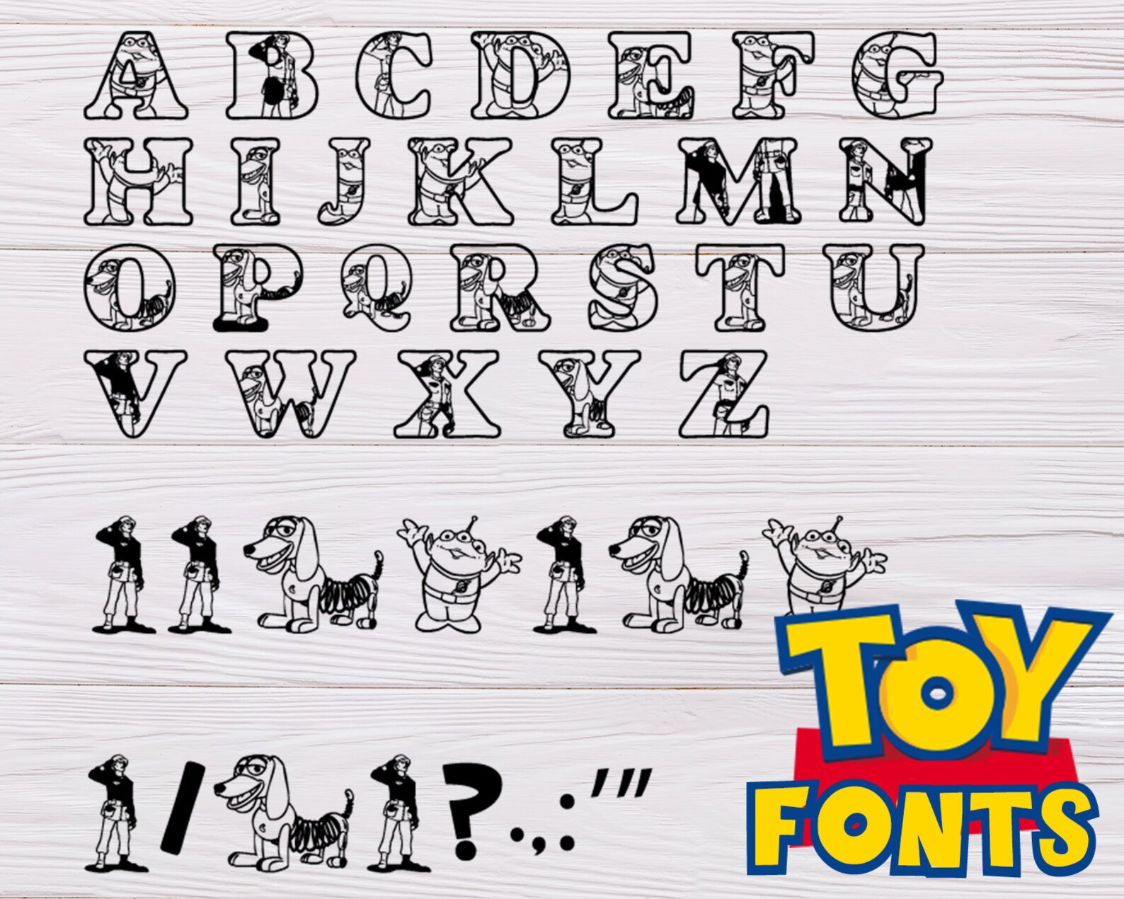 TOY STORY FONT svg toy story alphabet toy story numbers toy | Etsy