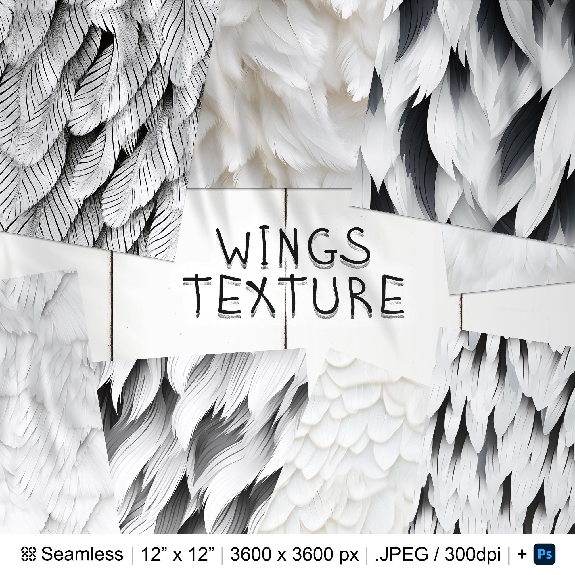 172 Wings Seamless Pattern | Digital Seamless Pattern Wings Feather ...