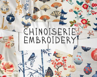 30 Chinoiserie Embroidery Seamless Pattern Background | Chinoiserie Fabric Digital Seamless Texture | Photoshop Chinoiserie Fabric Pattern