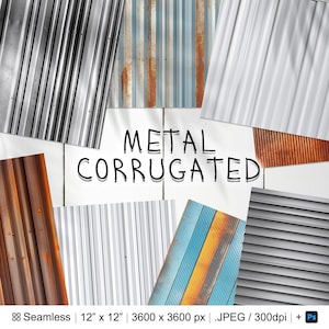 100 Corrugated Metal Seamless Pattern | Digital Seamless Pattern Rusty Corrugated Metal | 3d Metal Digital Paper | Photoshop Patterns