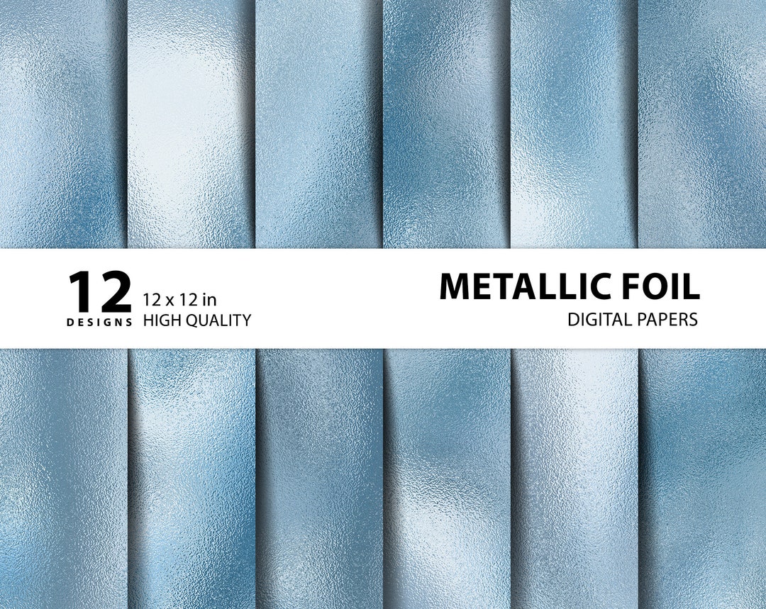 12 Blue Metallic Foil Textures Light Blue Digital Paper Foil Etsy