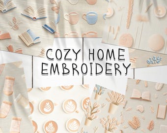 30 Cozy Home Embroidery Seamless Pattern Background | Candles Digital Seamless Texture | Photoshop Coffee Embroidery Patterns