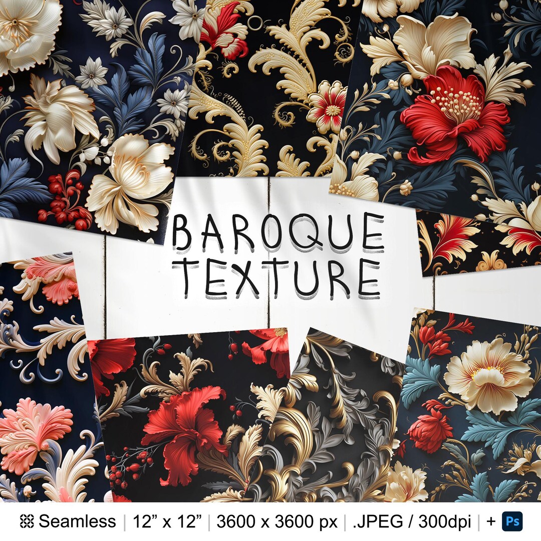 155 Baroque Seamless Pattern | Digital Seamless Pattern Floral Baroque ...