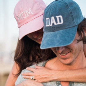 Mom & Dad Unstructured Dad Hat Cap, Pigment Dyed Unstructured Baseball Cap, Baby Announcement, Mom And Dad To Be, Choose Your Hat Color!