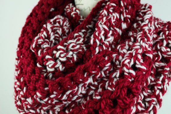 Crimson Chunky Crochet Infinity Scarf