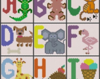 Even Count ABC-Tiere Muster, Kinderbildungs-Set, Wandbehang-Muster