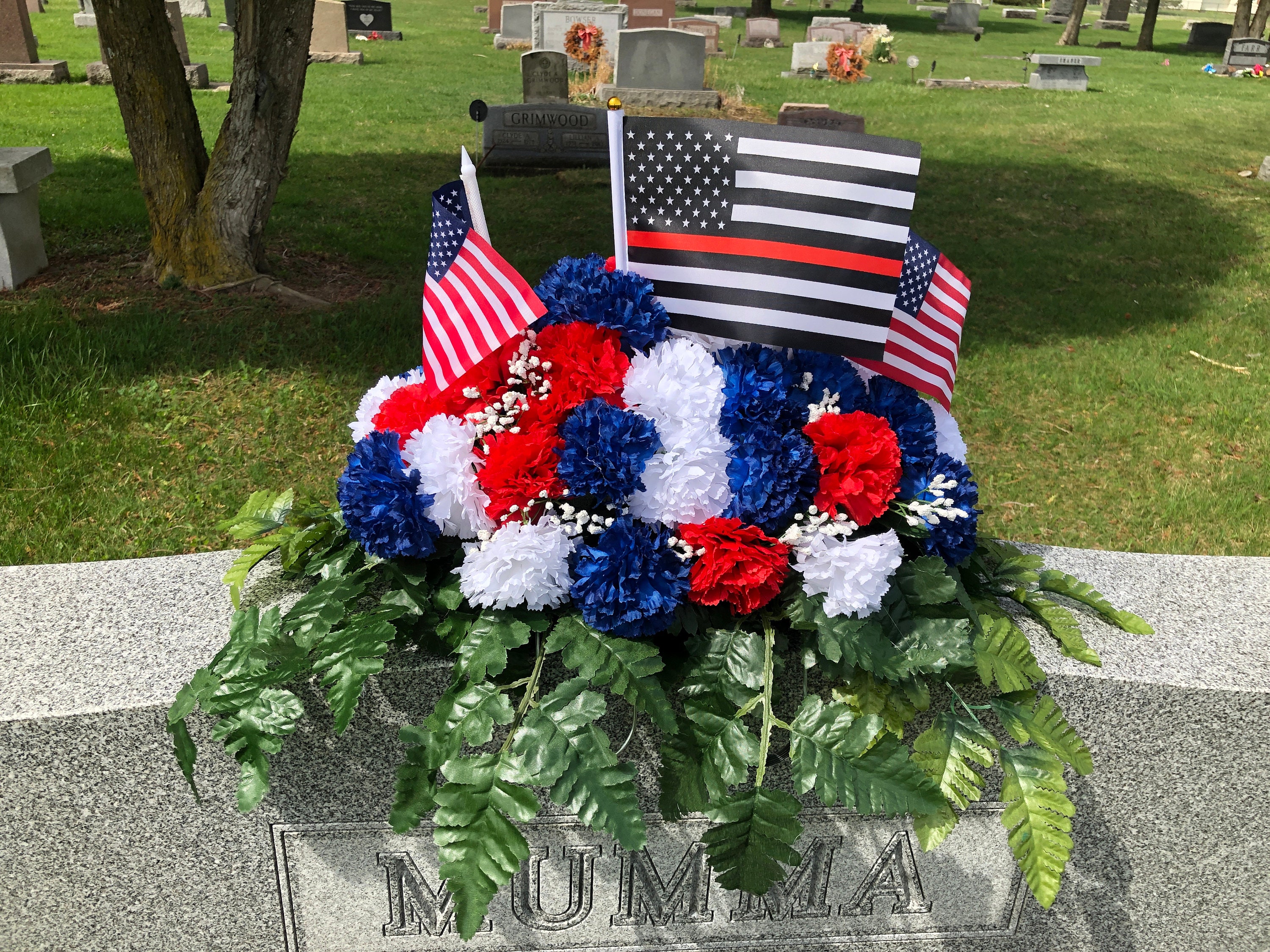 Cemetery saddle Memorial Day Grave Blanket Firefighter Etsy