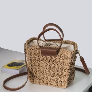Bohemian Bag -  Handmade Bag- Tote Shoulder Bag - Handle Bag - Trendy Summer Bag - Women Straw Bag - Gift For Her - Top Handle Beach Bag