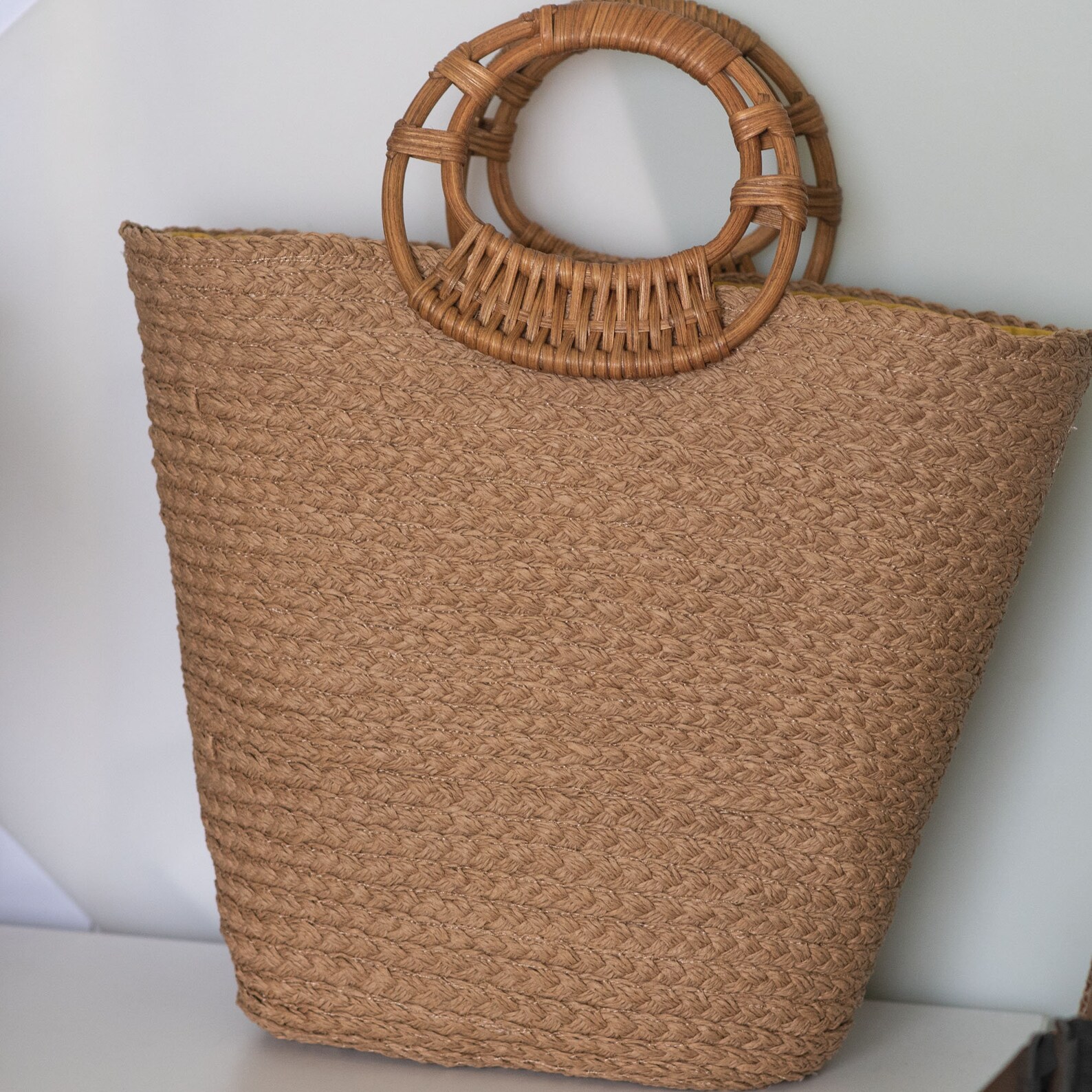 Bamboo Bag Handle Rattan Women Handbags Wicker Woven Hand Bag Etsy
