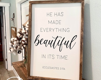He has made everything beautiful hand painted sign, wood frame, Ecclesiastes 3:11
