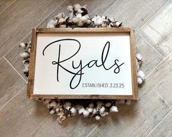 Custom Family Name Sign, wedding gift, closing gift