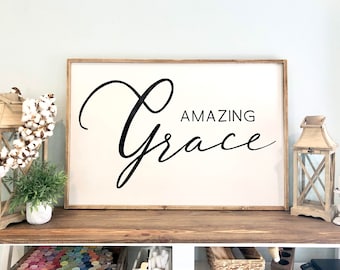 Hand Painted Amazing Grace Sign, Farmhouse Wall Decor