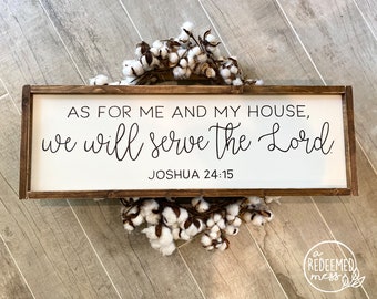 Hand-Painted Joshua 24:15 Sign - Wooden Framed Scripture
