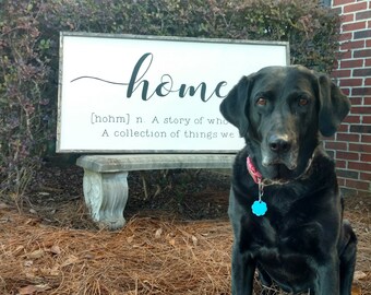 Hand Painted 'Home Definition' Wood Sign - Farmhouse Decor