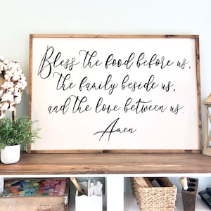 Bless the Food Before Us, the family beside us and the love between us sign, Blessing Sign for Kitchen or Dining area, Dining Room Sign