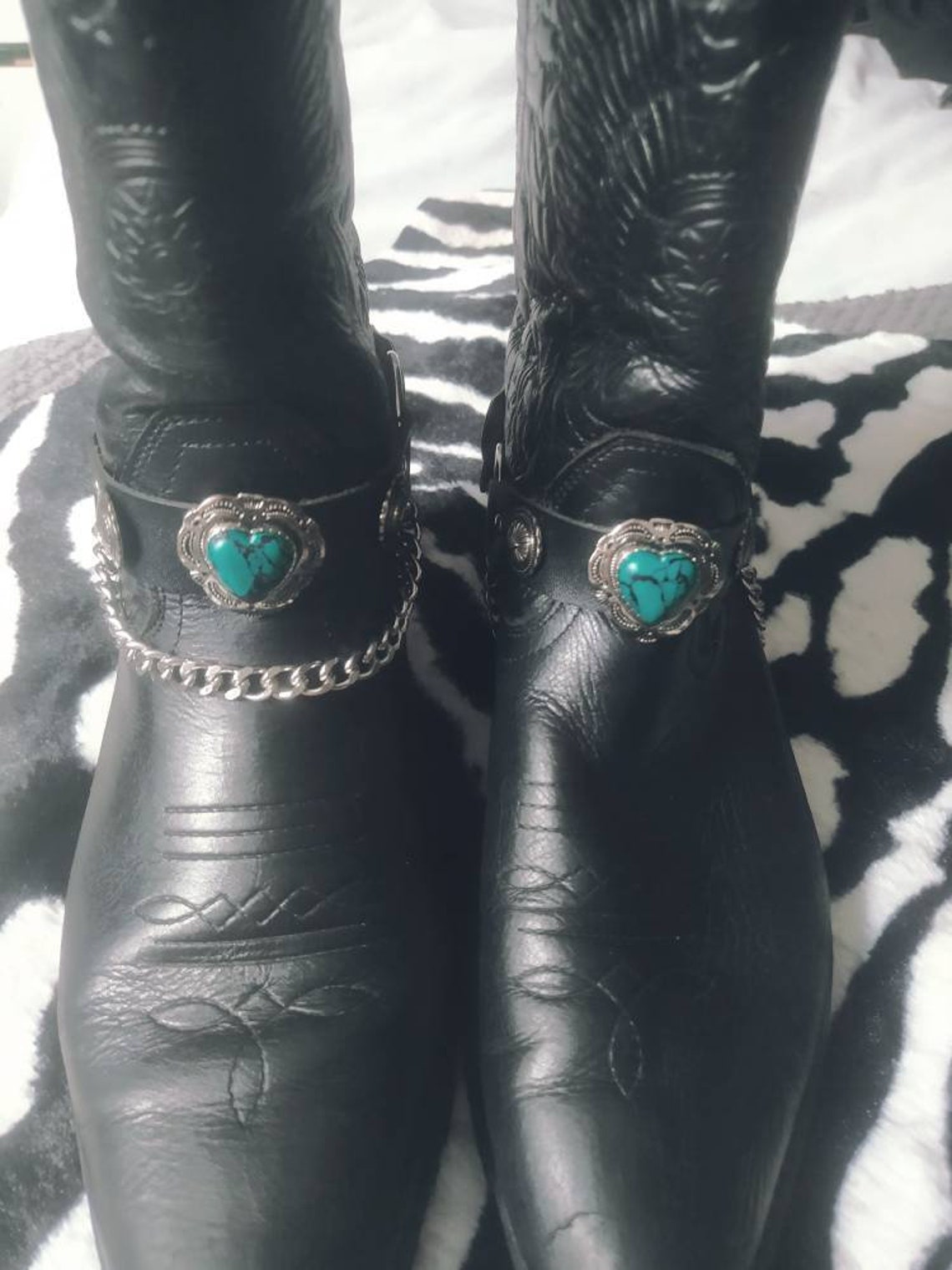 Vegan Leather Western Cowboy Boot Straps With Chain and Etsy UK