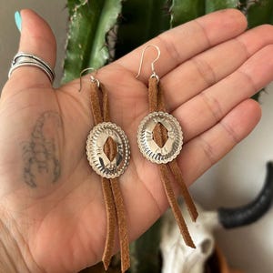 Leather Western Concho Earrings