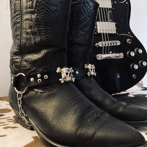 Vegan Leather Skull and Crossbone Bootstraps