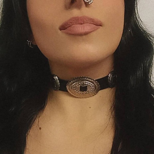 Black Western Concho Choker