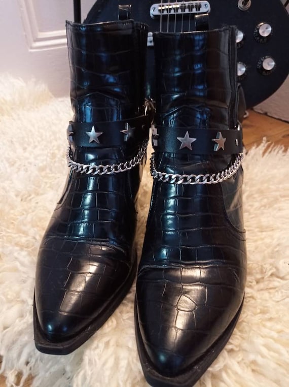 Western Boot Straps With Star Conchos 