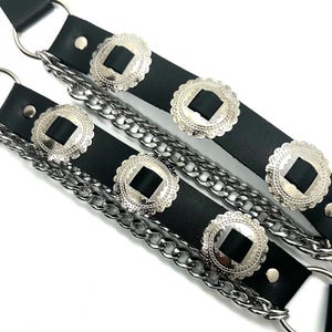 Western Leather Straps with Chains and Conchos