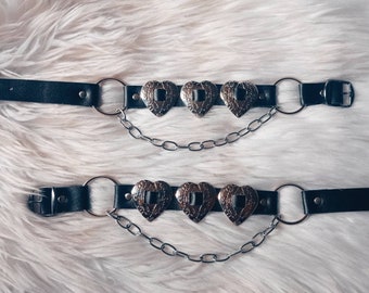 Boot Straps, PU Leather, Heart Conchos, Western